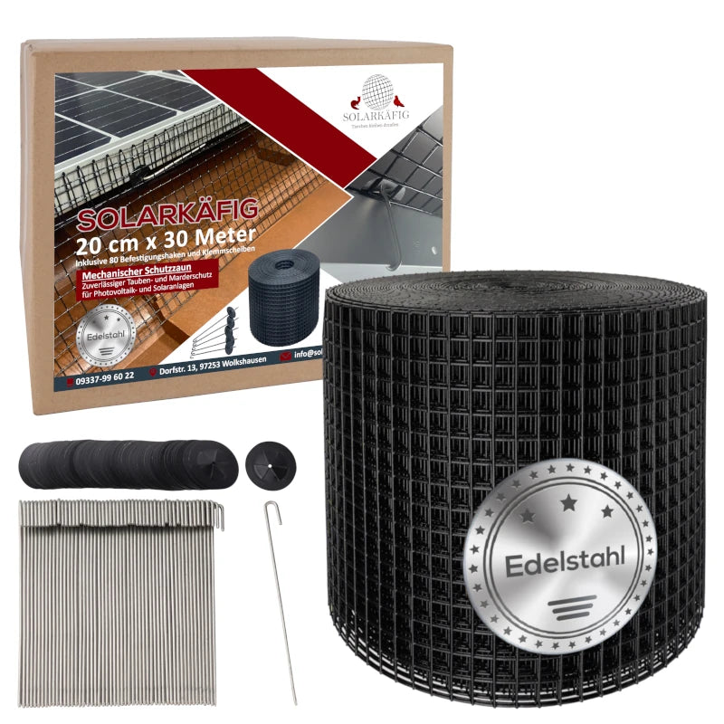 Solarkäfig 20cm x 30 Meter Edelstahl