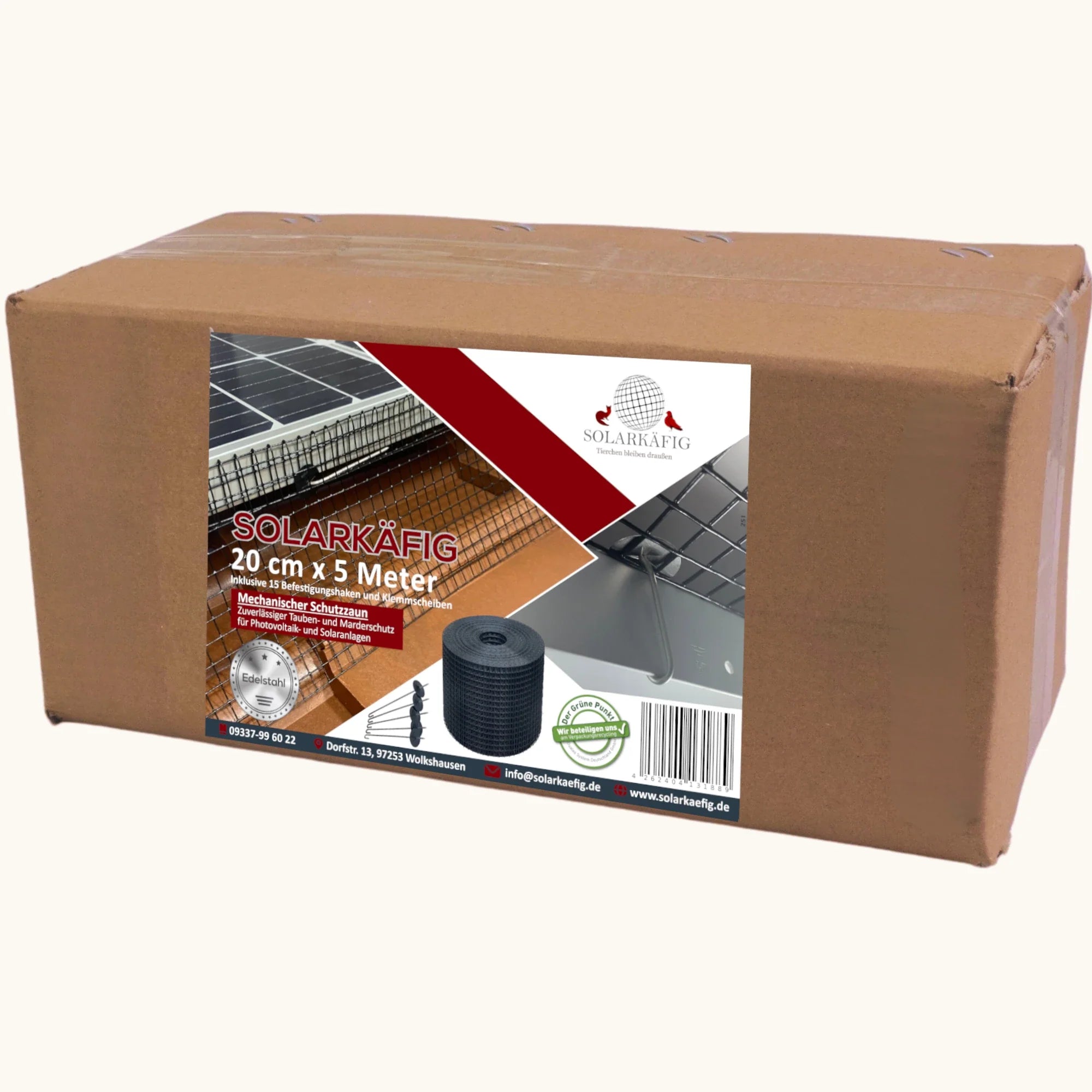 Solarkäfig 20cm x 5 Meter EDELSTAHL
