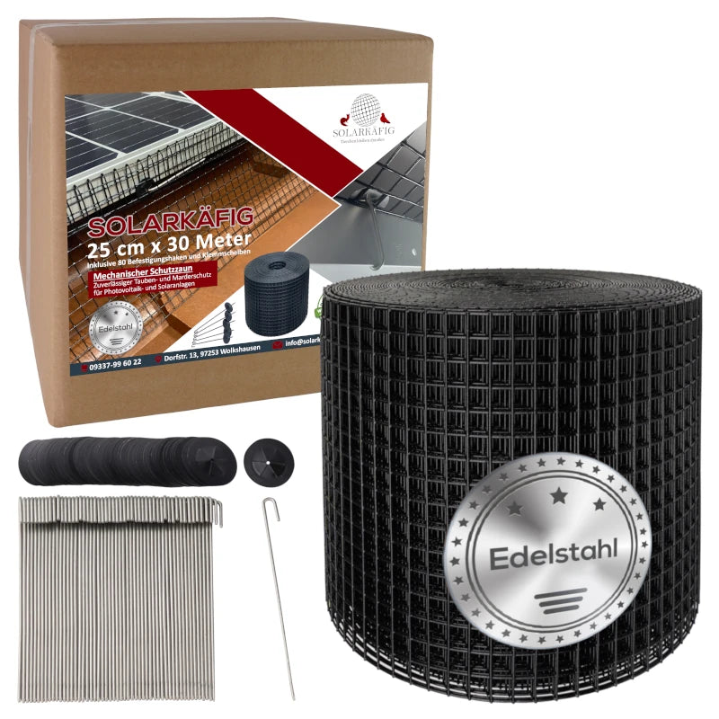 Solarkäfig 25cm x 30 Meter Edelstahl