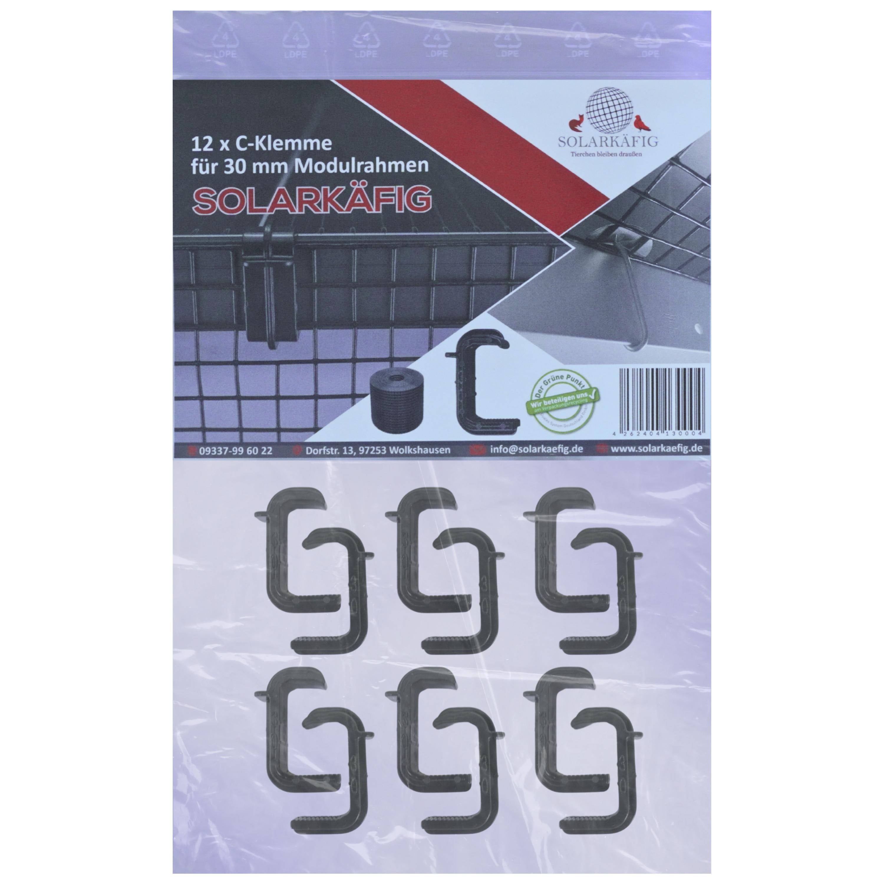 Solarkäfig C-Klemme 30mm - 12 Stück