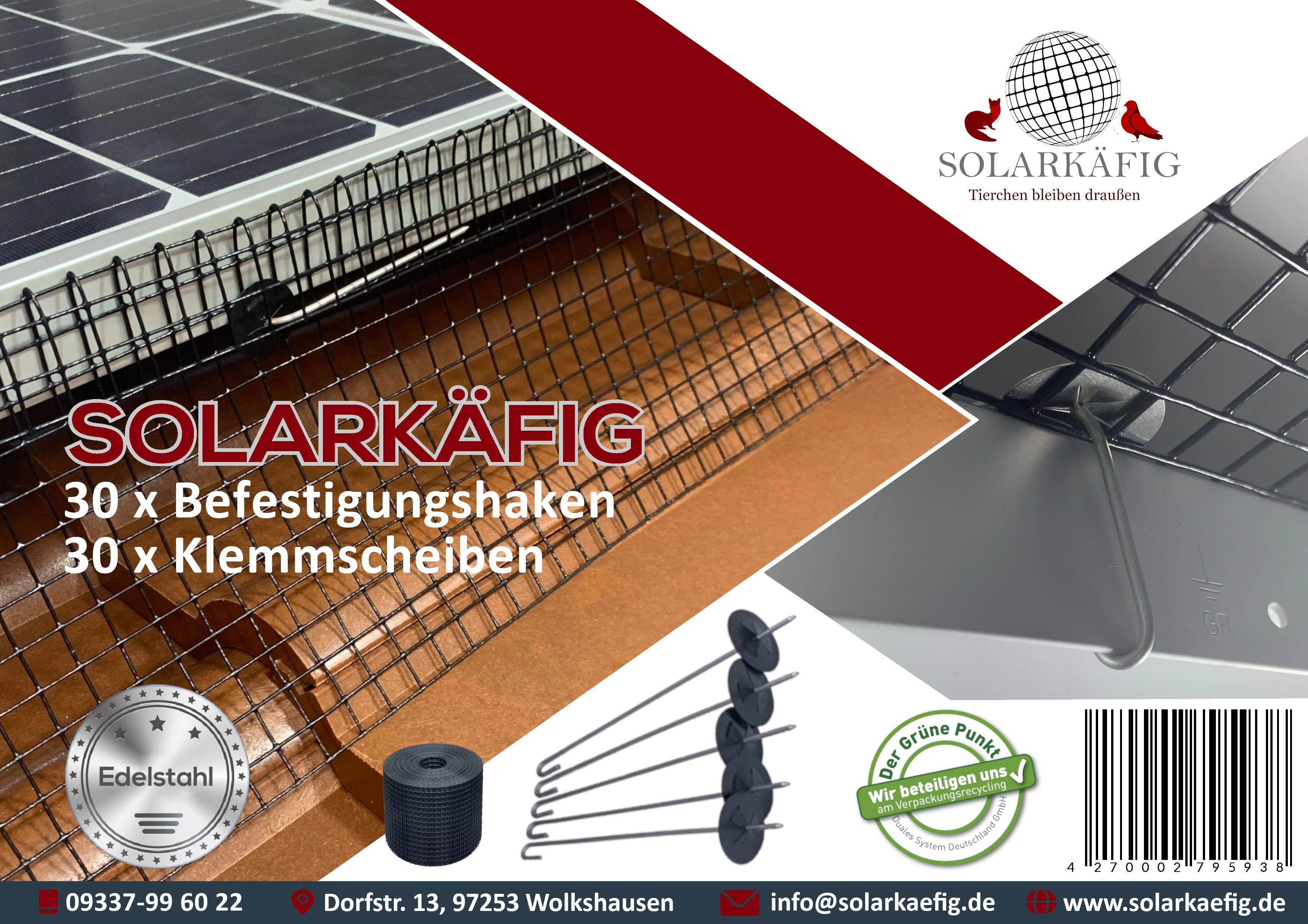 Solarkäfig Ersatzhaken und -scheiben - 30 Stück