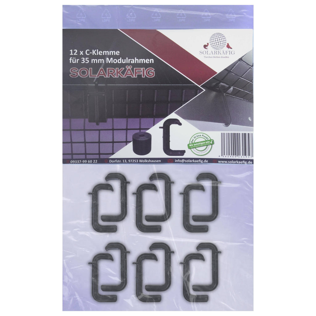 Solarkäfig C-Klemme 35mm - 12 Stück