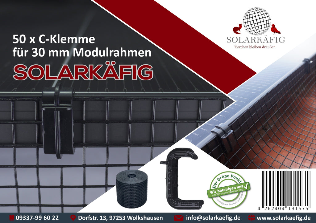 Solarkäfig C-Klemme 30mm - 50 Stück