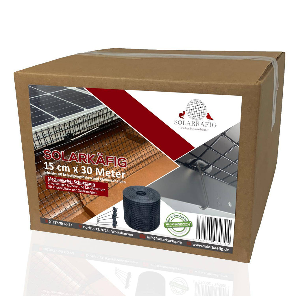 Solarkäfig 15x30cm verzinkt – Perfekt für flache PV-Montagesysteme auf Blechdächern, schützt vor Tauben und Verschmutzung, langlebig und einfach zu installieren.